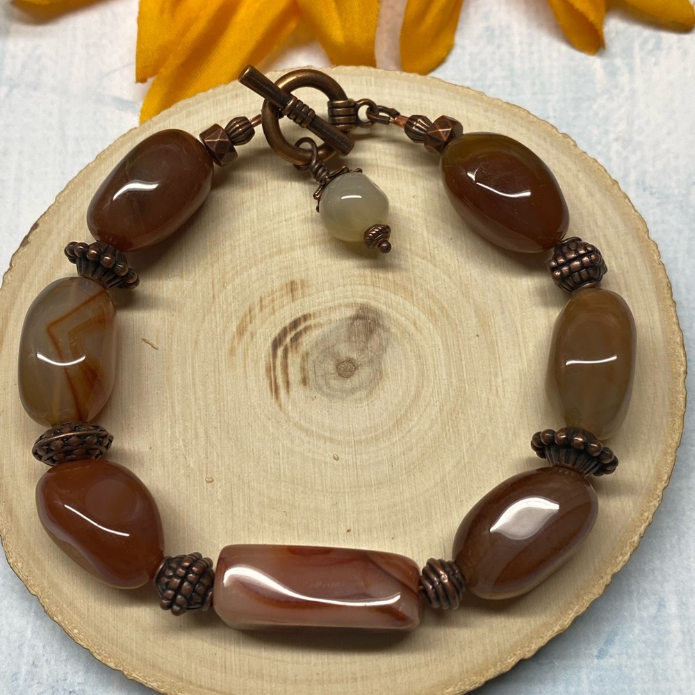 Agate + Copper Toggle Bracelet